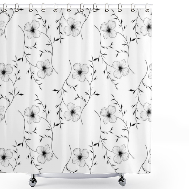 Personality  Seamless Pattern Black Elegant Flower Small Design For Prints, Textiles, Packaging, Fabrics, And Wrapping Paper Shower Curtains