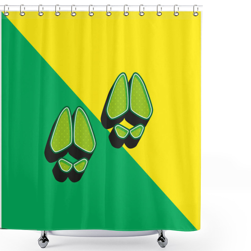 Personality  Animal Footprints Green And Yellow Modern 3d Vector Icon Logo Shower Curtains