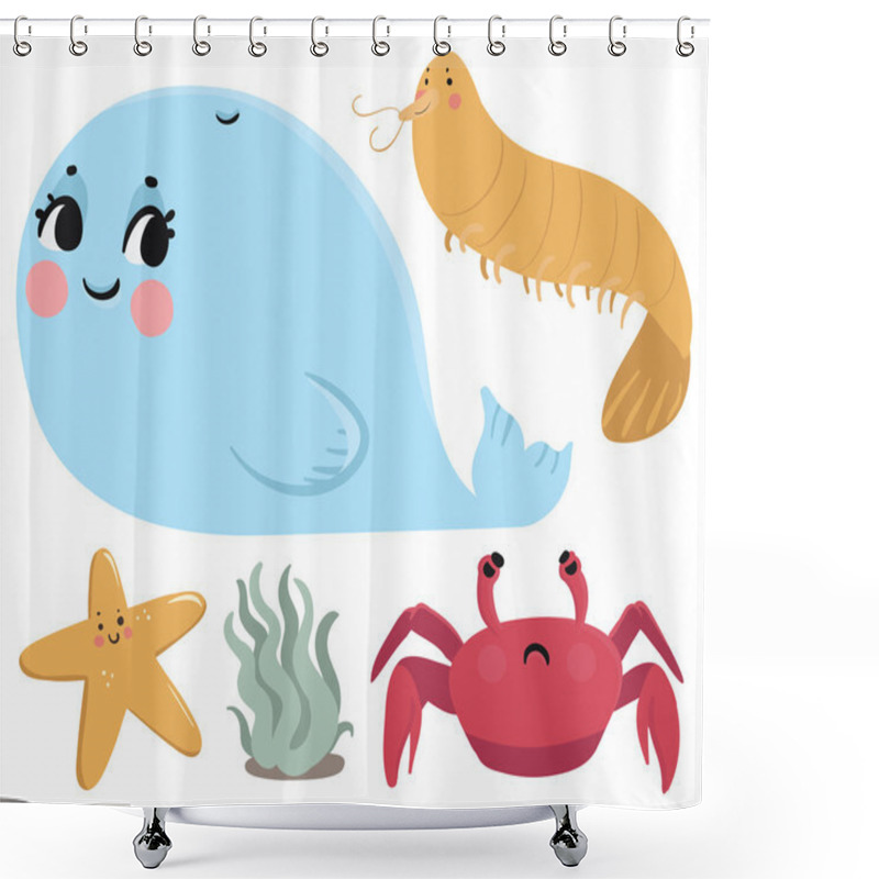 Personality  Sea Animals Collection Shower Curtains