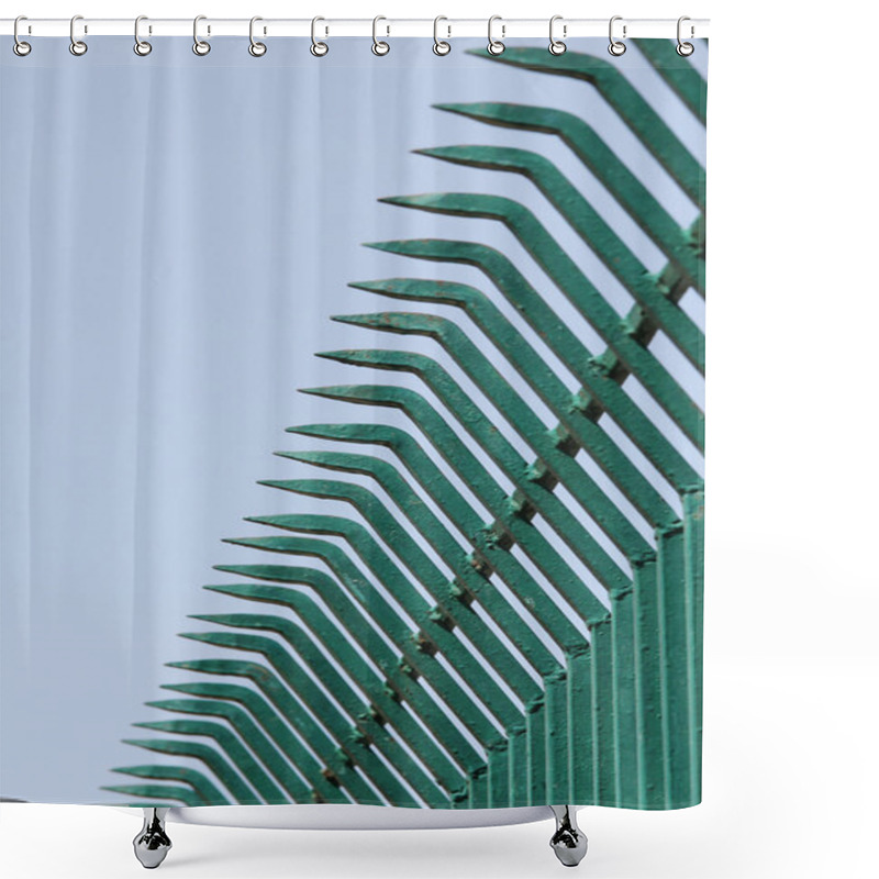 Personality  Pointed Wrought Iron Bars Forged To Form A Fence Shower Curtains