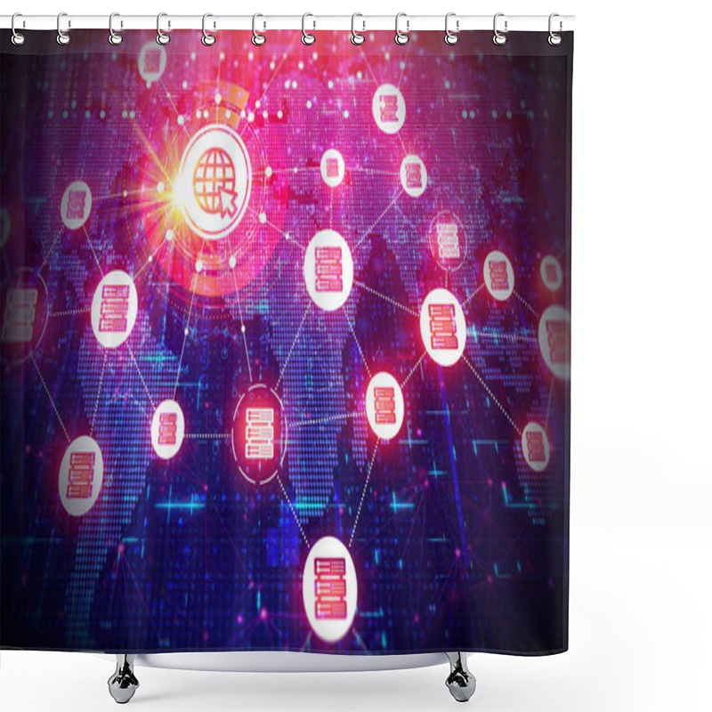 Personality  Internet Exchange And Internet Exchange Points - IX And IXP - Physical Infrastructure Through Which ISPs And CDNs Exchange Internet Traffic Between Networks - Conceptual Illustration Shower Curtains