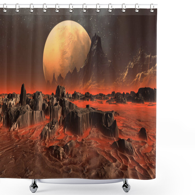 Personality  3D Rendered Fantasy Alien Landscape - 3D Illustration Shower Curtains