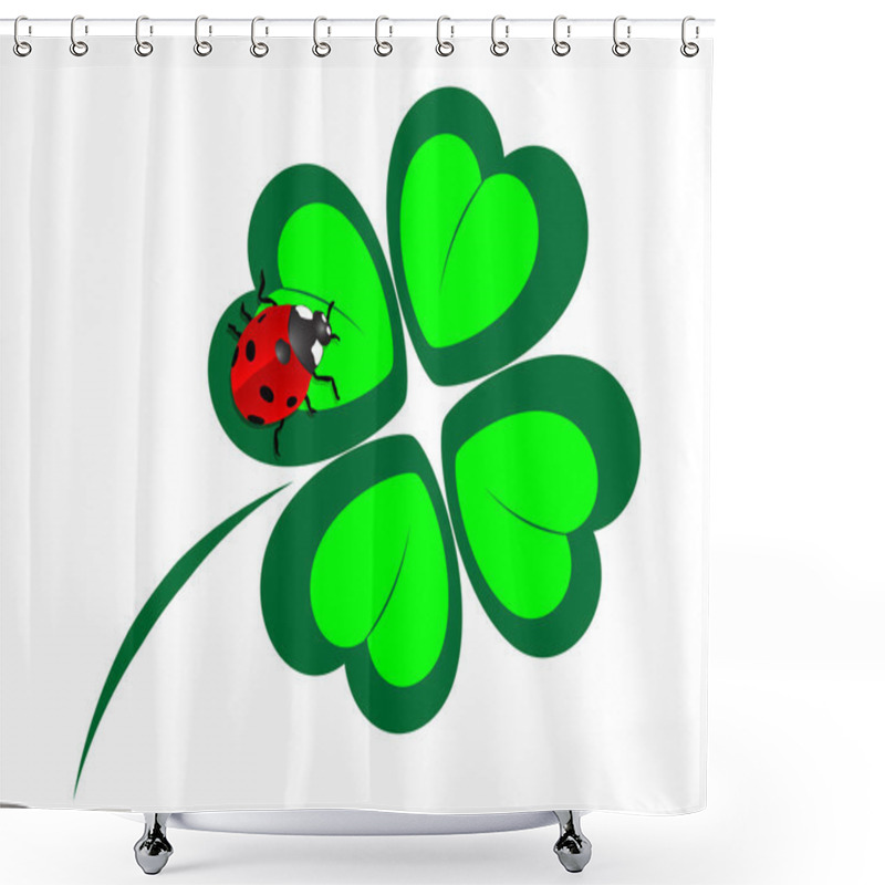 Personality  Four Leaf Clover With The Ladybug Shower Curtains