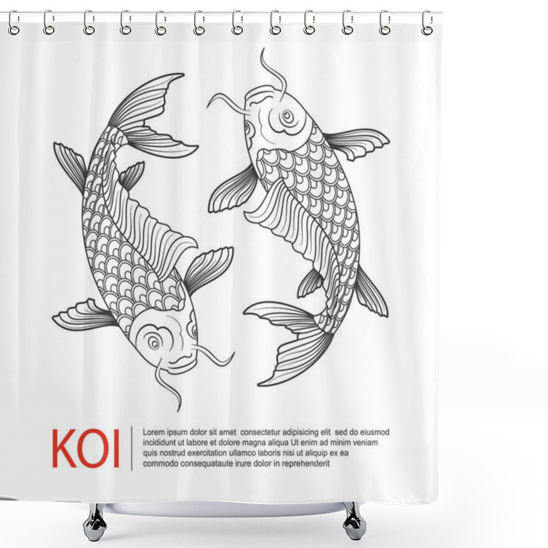 Personality  Hand Drawn Line Art Of Koi Carp ,Carp Fish Logo, Vector Shower Curtains