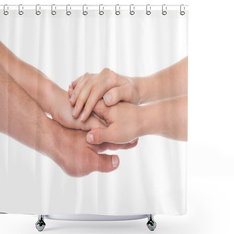 Personality  People Stacking Hands Shower Curtains