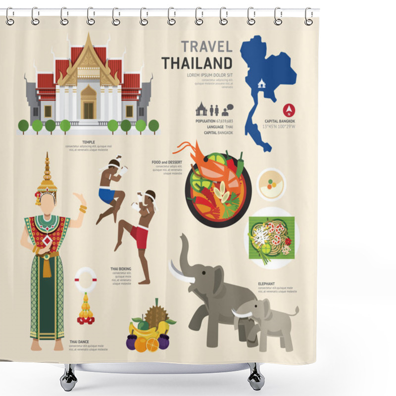 Personality  Thailand Flat Icons Shower Curtains