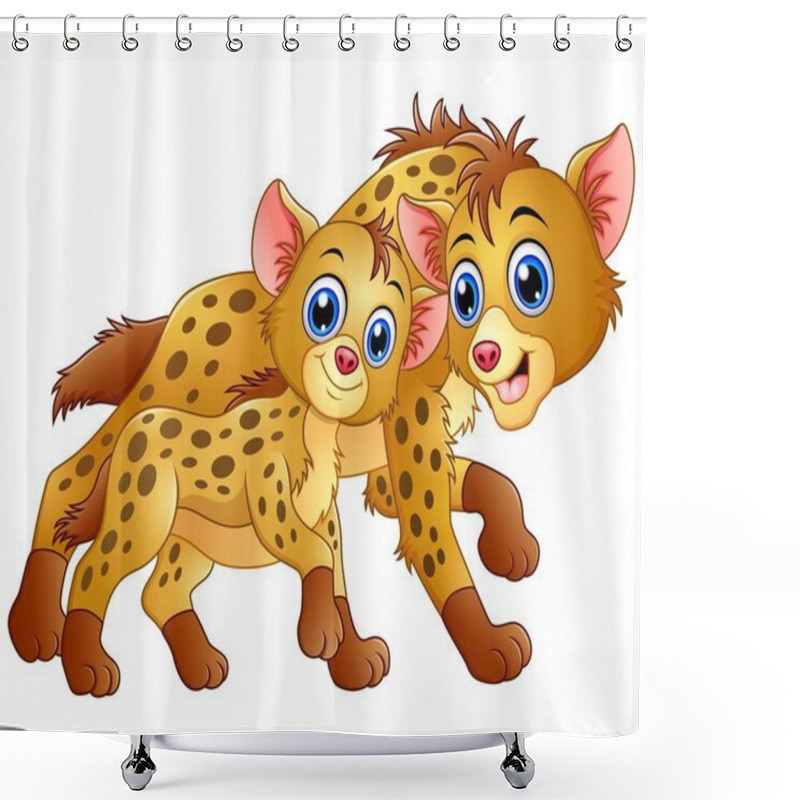 Personality  Happy Adult Hyena And Cub Hyena Shower Curtains