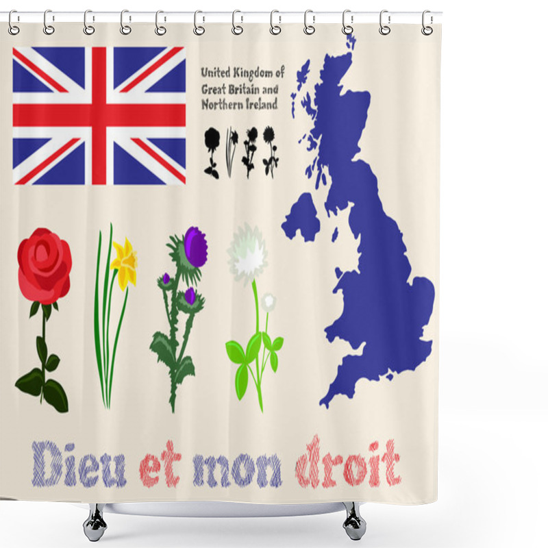 Personality  Floral Symbols Of United Kingdom Of Great Britain And Northern I Shower Curtains