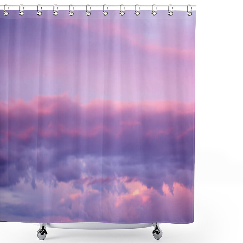 Personality  Sunset Dramatic With Beautiful Layer Of Pastel Violet Clouds Sky Background. High Quality Photo Shower Curtains