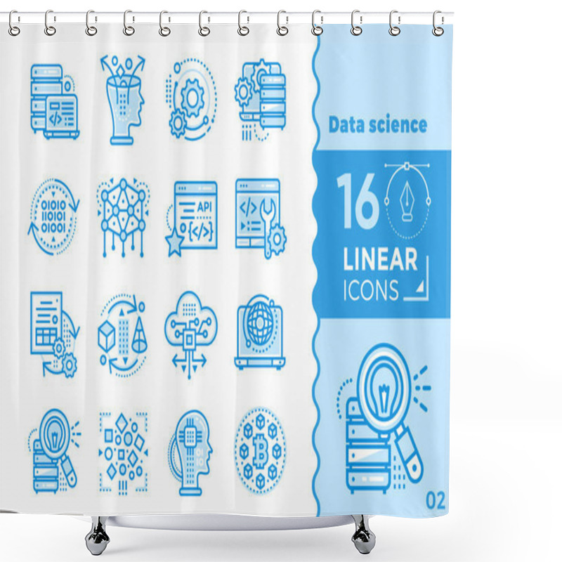 Personality  Linear Icon Set Of Data Science Technology And Machine Learning  Shower Curtains