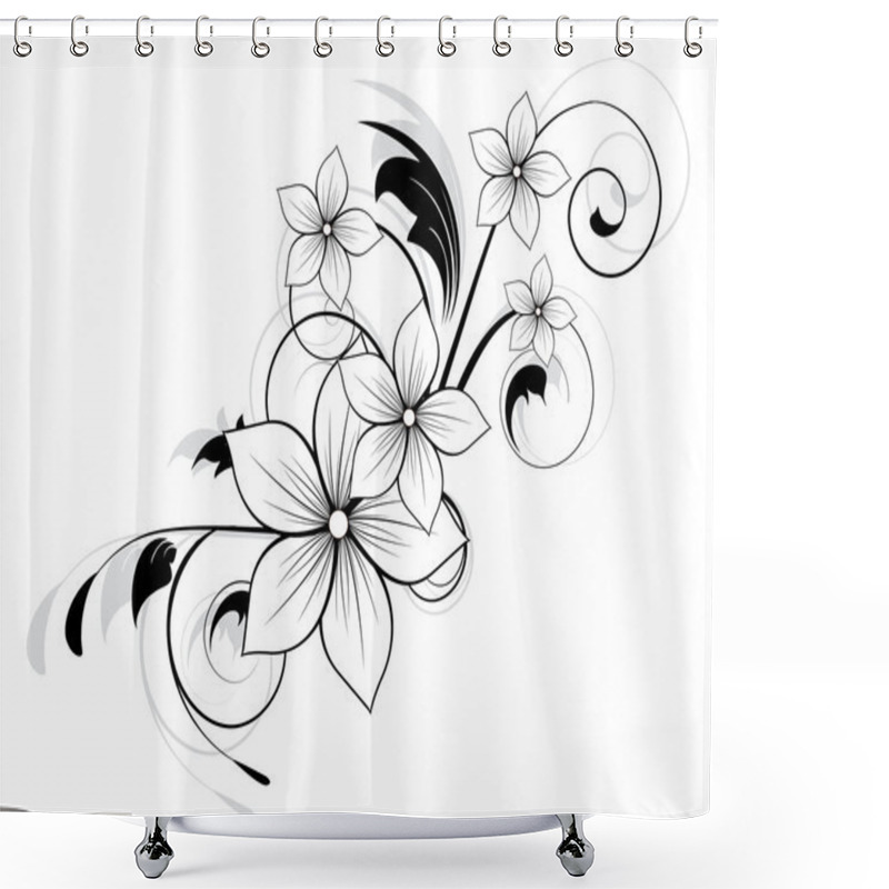 Personality  Floral Spring Element With Swirls Shower Curtains