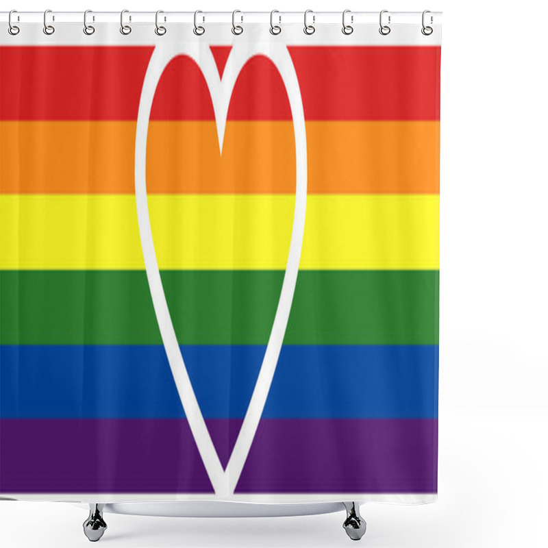 Personality  Illustration Of Heart Near Rainbow Lgbt Flag, Banner Shower Curtains