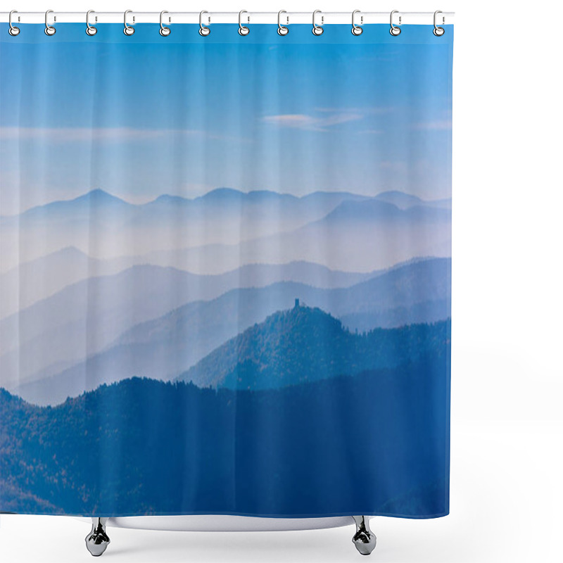 Personality  Landscape Of Beautiful Black Forest, Germany. Silhouette Of Hills Close To Alsace, France. Shower Curtains