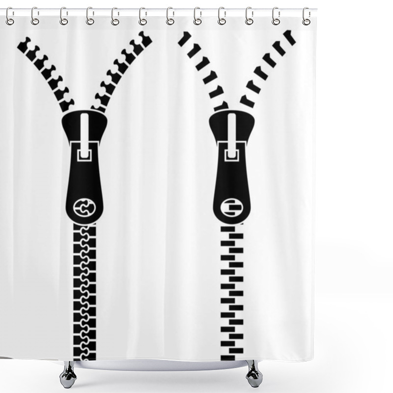 Personality  Zipper Black Symbols Shower Curtains