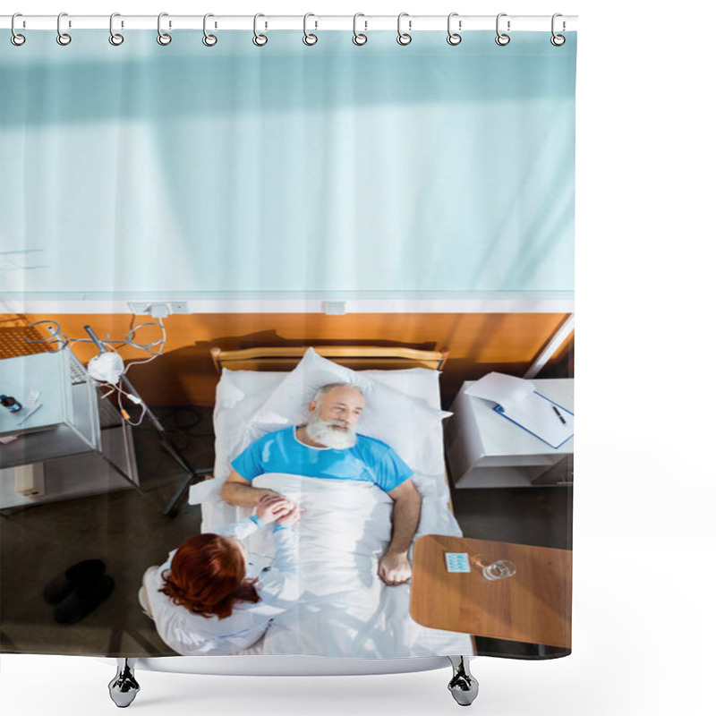 Personality  Doctor Holding Hand Of Patient Shower Curtains