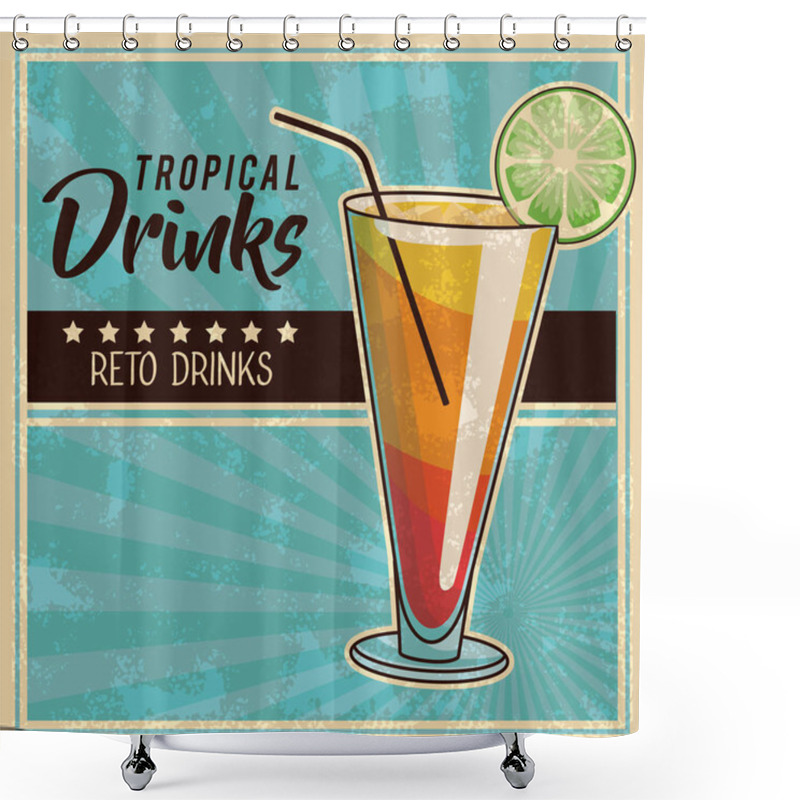 Personality  Tropical Cocktail Poster Shower Curtains