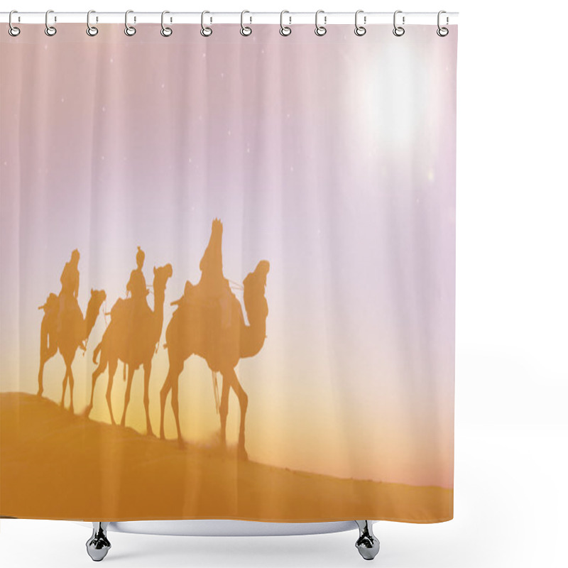 Personality  Men Riding Camels Through Desert   Shower Curtains