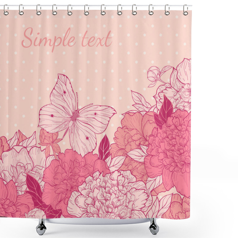 Personality  Card With Peonies And Butterfly Shower Curtains