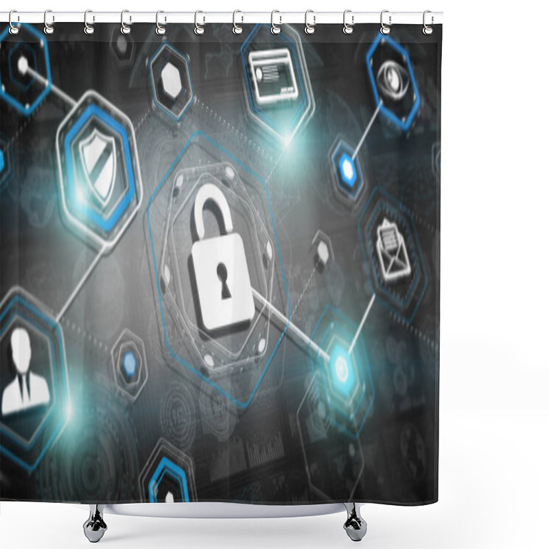 Personality  3D Rendering Hacking Technology Interface Shower Curtains