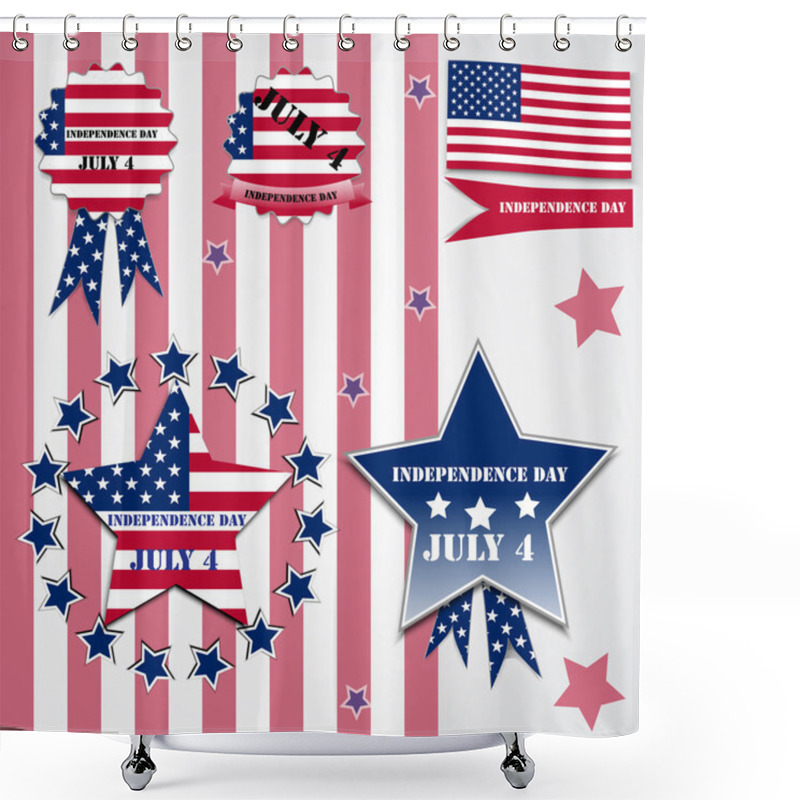 Personality  Independence Day Postcard Design Shower Curtains