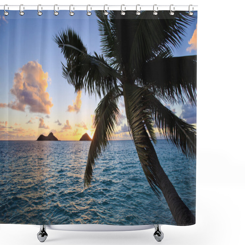 Personality  Pacific Sunrise Through The Coconut Palms Shower Curtains