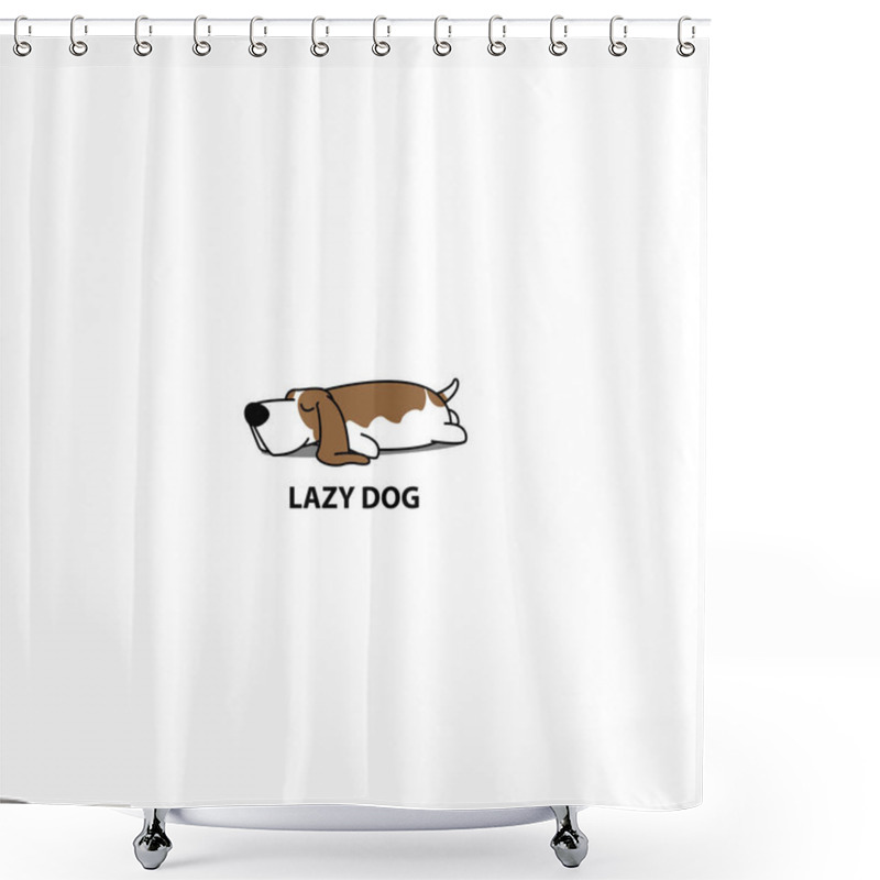 Personality  Lazy Dog, Cute Basset Hound Sleeping Icon, Vector Illustration Shower Curtains