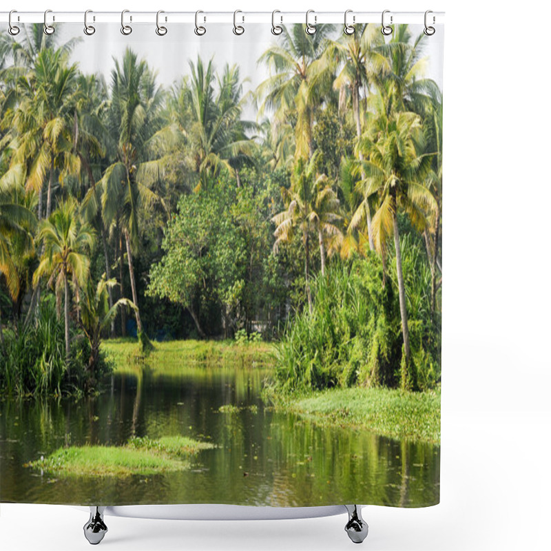 Personality  River On The Backwaters The Way From Kollam To Alleppey Shower Curtains