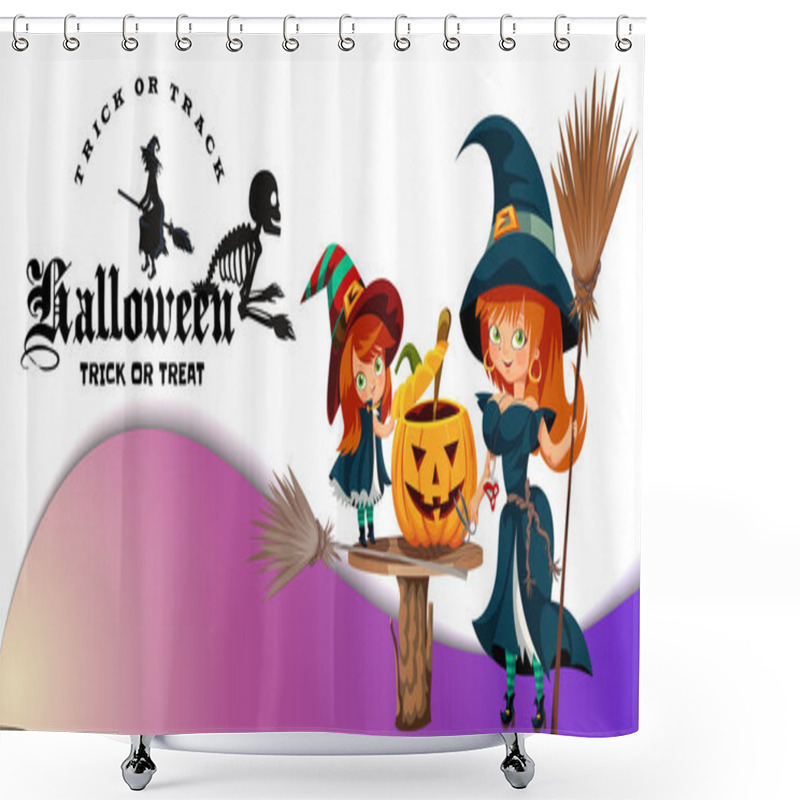 Personality  Mother And Daughter In Halloween Costumes Poster Shower Curtains