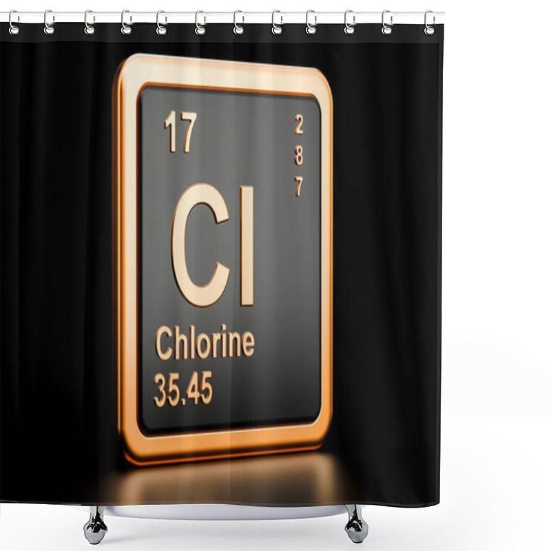 Personality  Chlorine Cl Chemical Element. 3D Rendering Shower Curtains