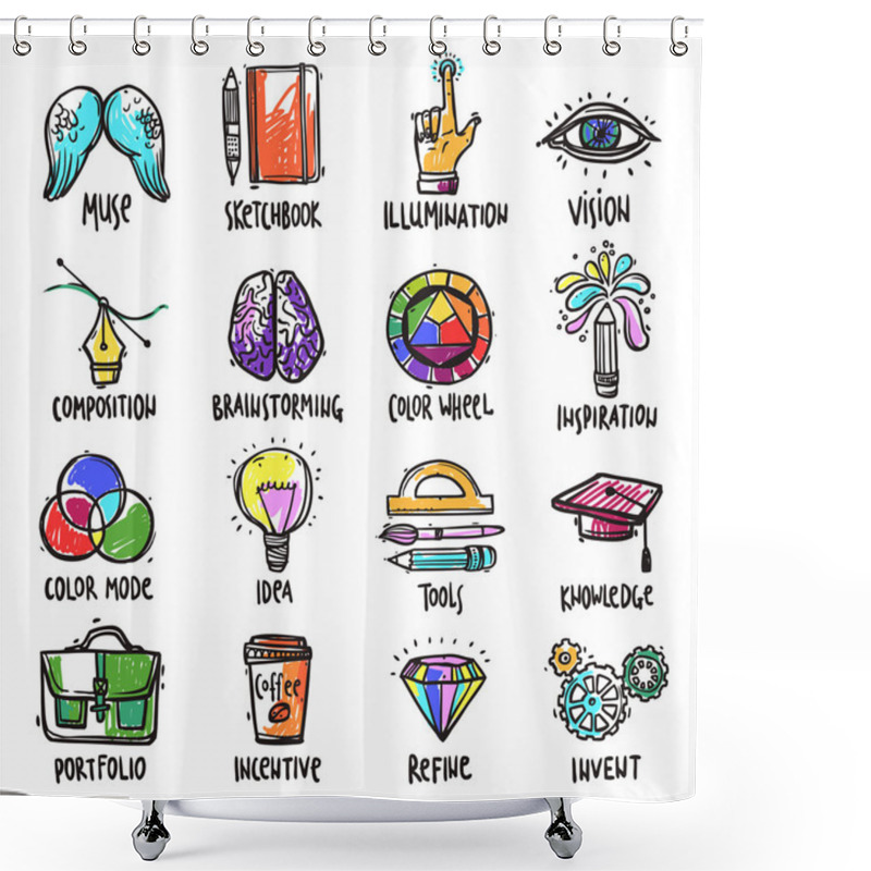 Personality  Creative Process Icons Set Shower Curtains