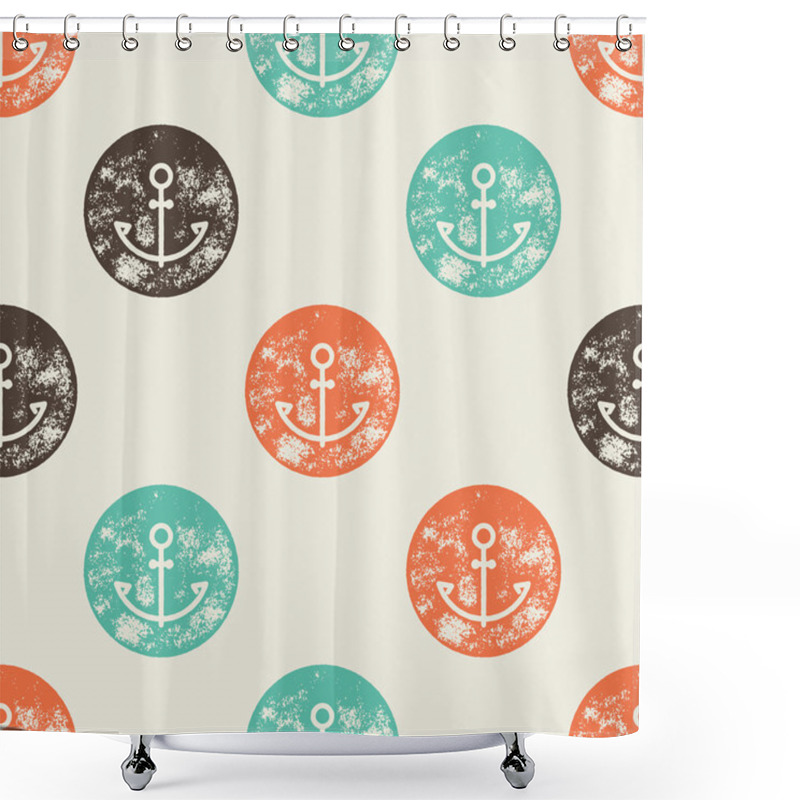 Personality  Brown, Orange And Green Anchor Pattern Shower Curtains