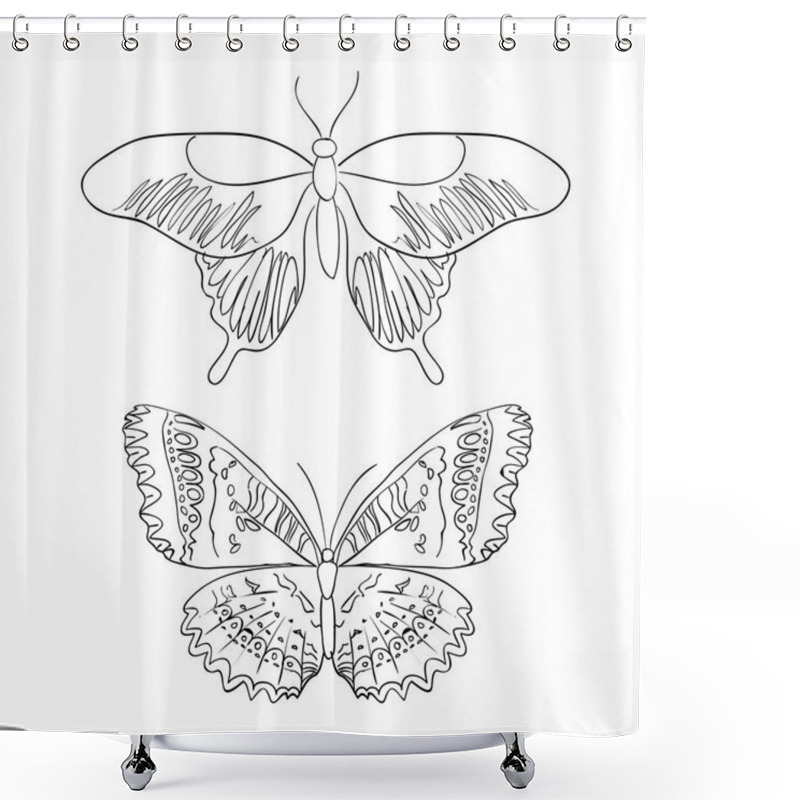 Personality  Sketches Doodle Butterflies Shower Curtains