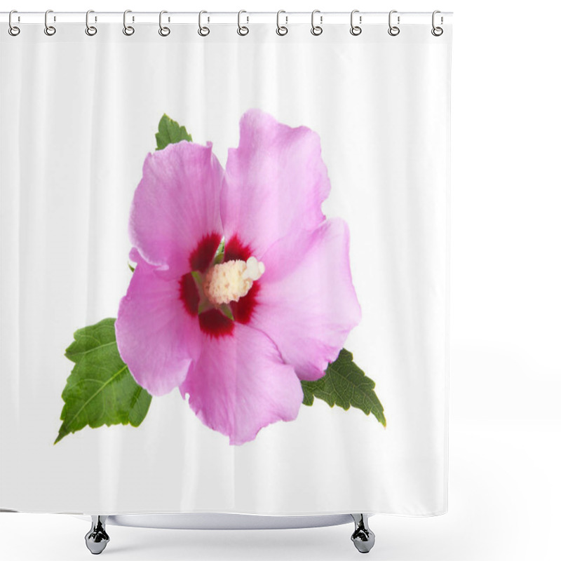 Personality  Beautiful Tropical Hibiscus Flower On White Background Shower Curtains