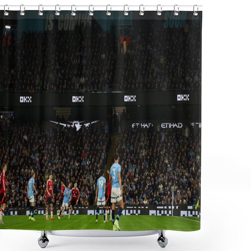 Personality  OXK Branding On The LED Board During The Premier League Match Manchester City Vs Manchester United At Etihad Stadium, Manchester, United Kingdom, 15th December 2024 Shower Curtains