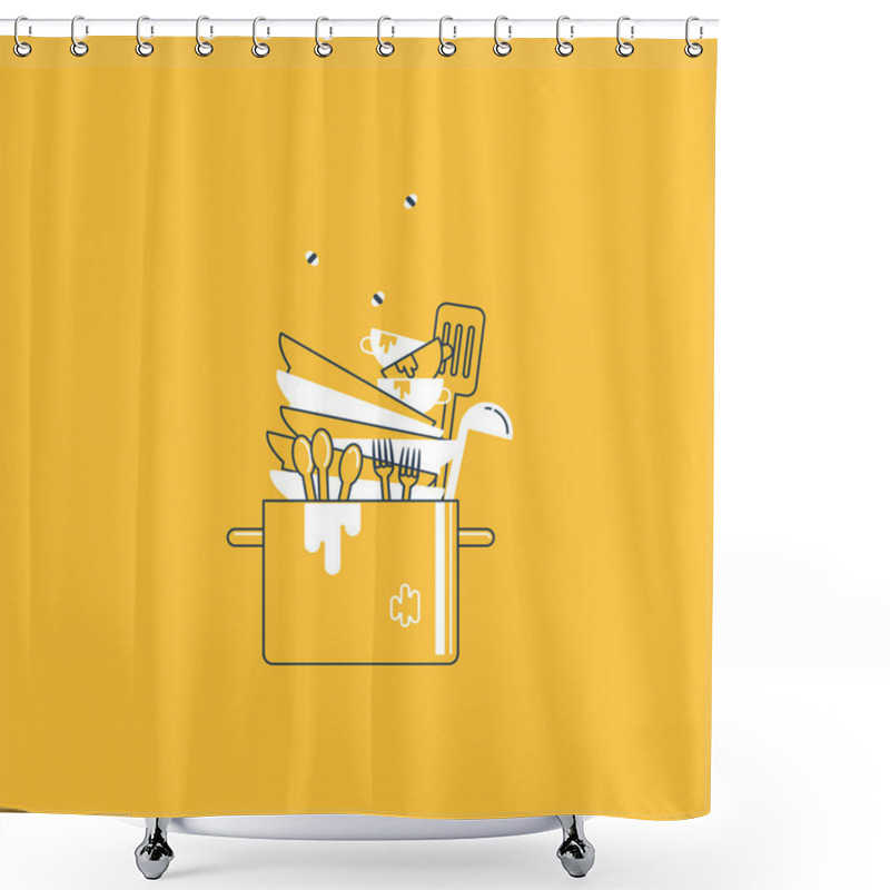 Personality  Untidy, Dirty Dishes Shower Curtains