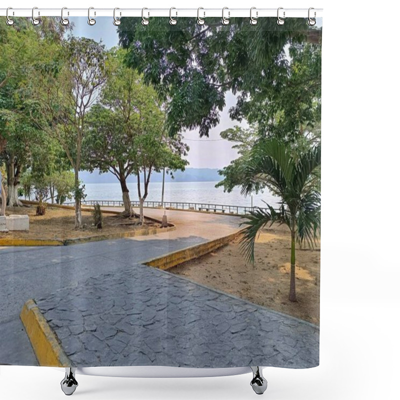 Personality  Scenic View Of Concordia Park At The Entrance Of Flores Island, Peten, Guatemala Shower Curtains