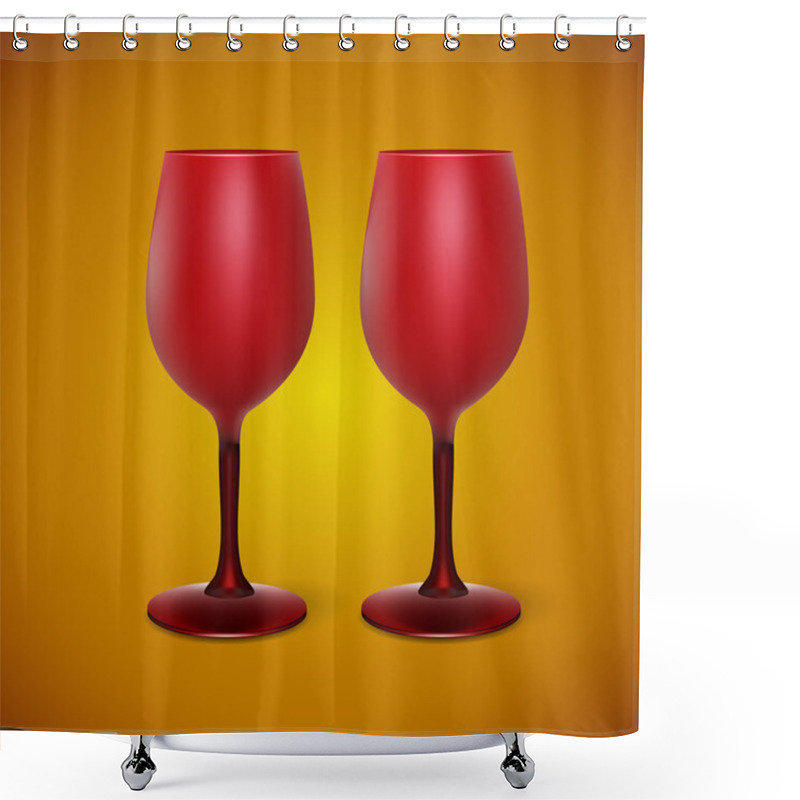 Personality  Vector Illustration With Wineglasses Shower Curtains