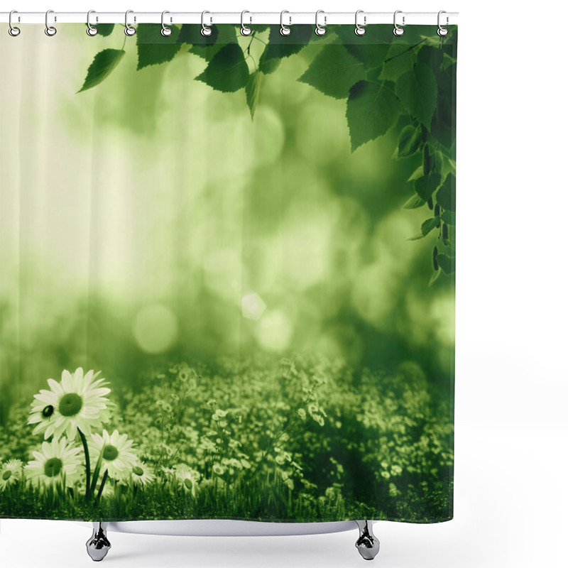 Personality  Smokey Summer Day On The Meadow, Abstract Natural Landscape Shower Curtains