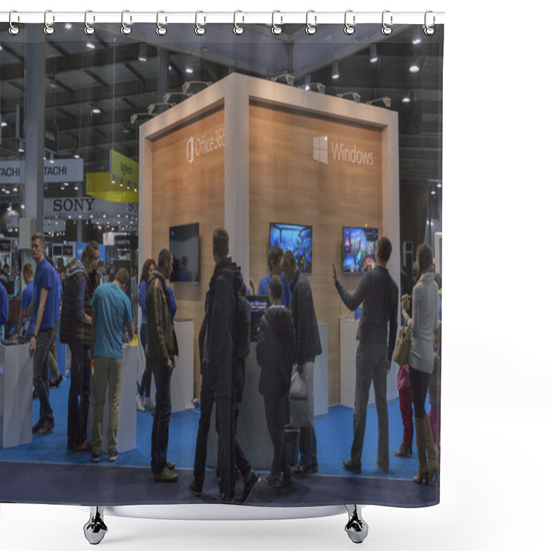 Personality  Microsoft Company Booth At CEE 2015, The Largest Electronics Trade Show In Ukraine Shower Curtains