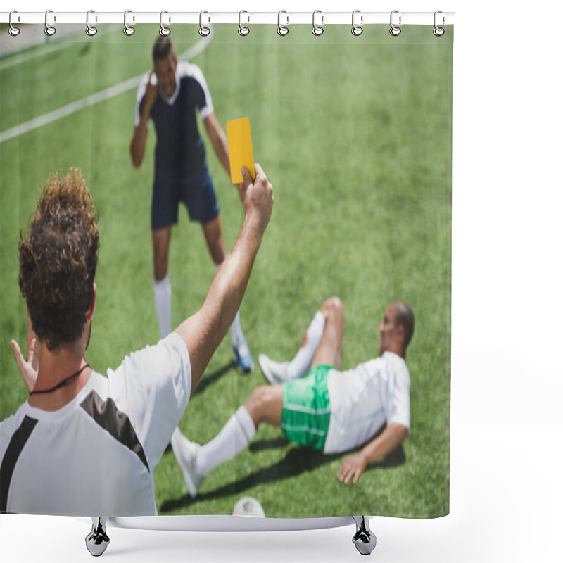 Personality  Referee Showing Yellow Card Shower Curtains