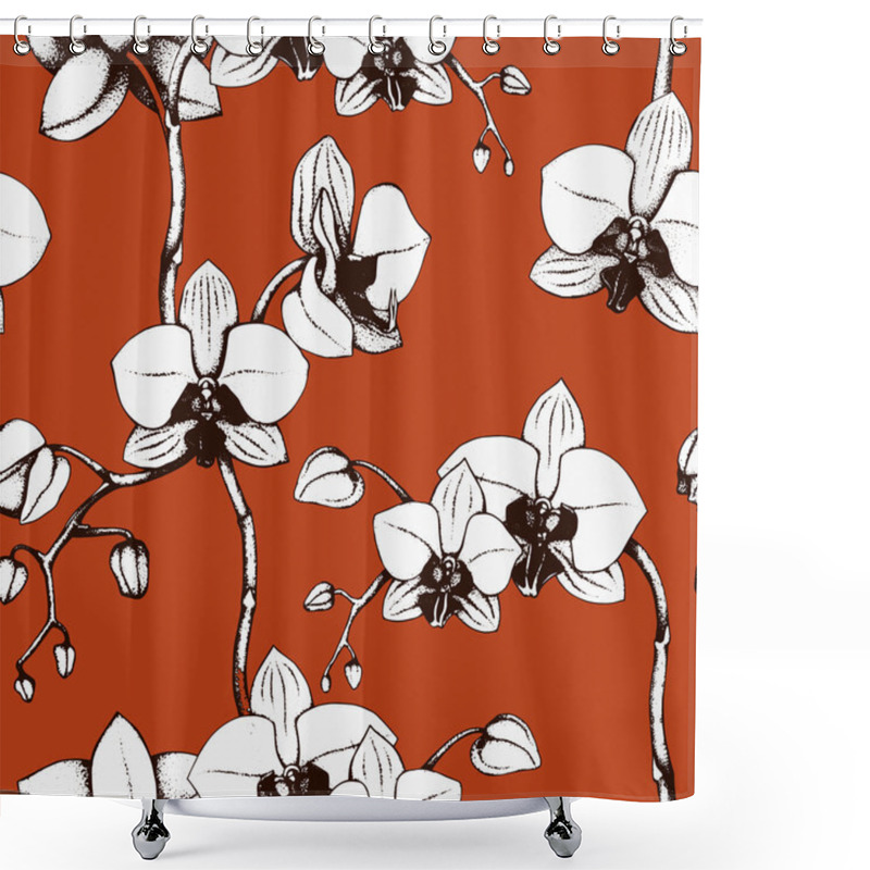 Personality  Pattern With Orchid Flowers Shower Curtains