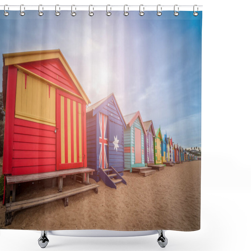 Personality  Brighton Beach Bathing Boxes, Melbourne. Brighton Beach Located  Shower Curtains