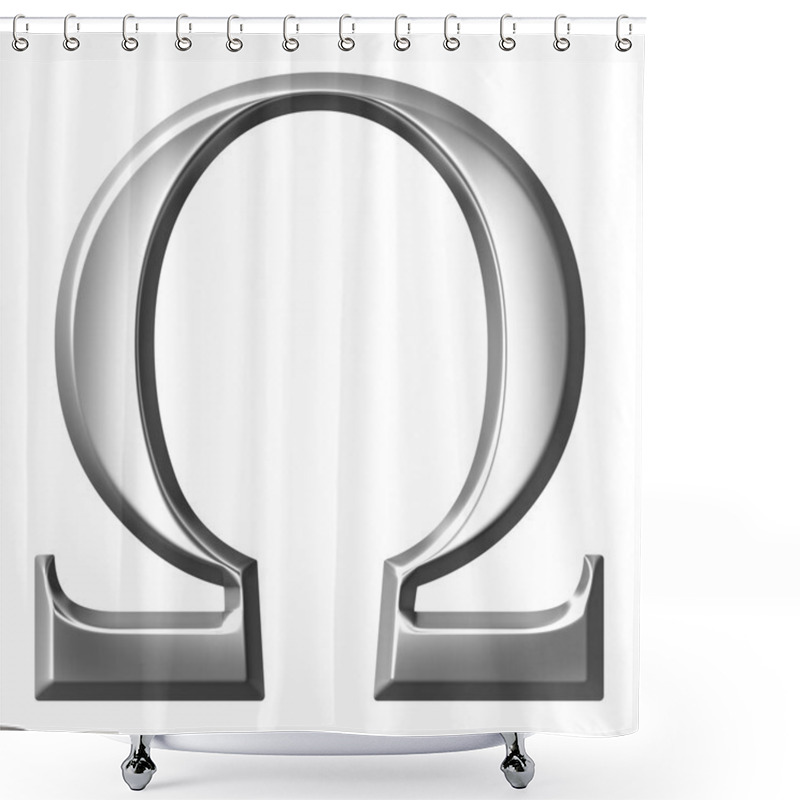 Personality  3D Silver Greek Letter Omega Shower Curtains