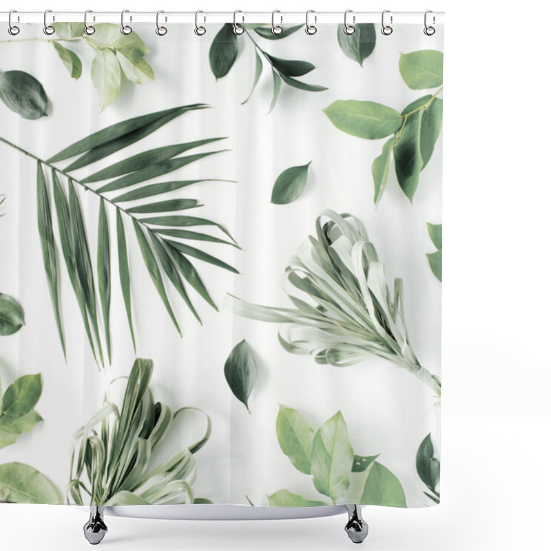 Personality  Green Pattern With Leaves Shower Curtains