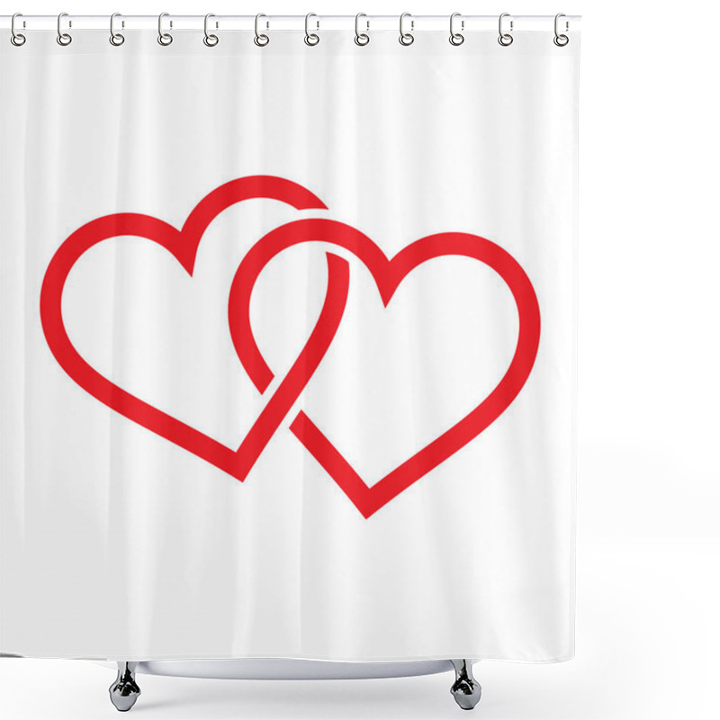 Personality  Twin Linked Red Valentines Hearts Shower Curtains