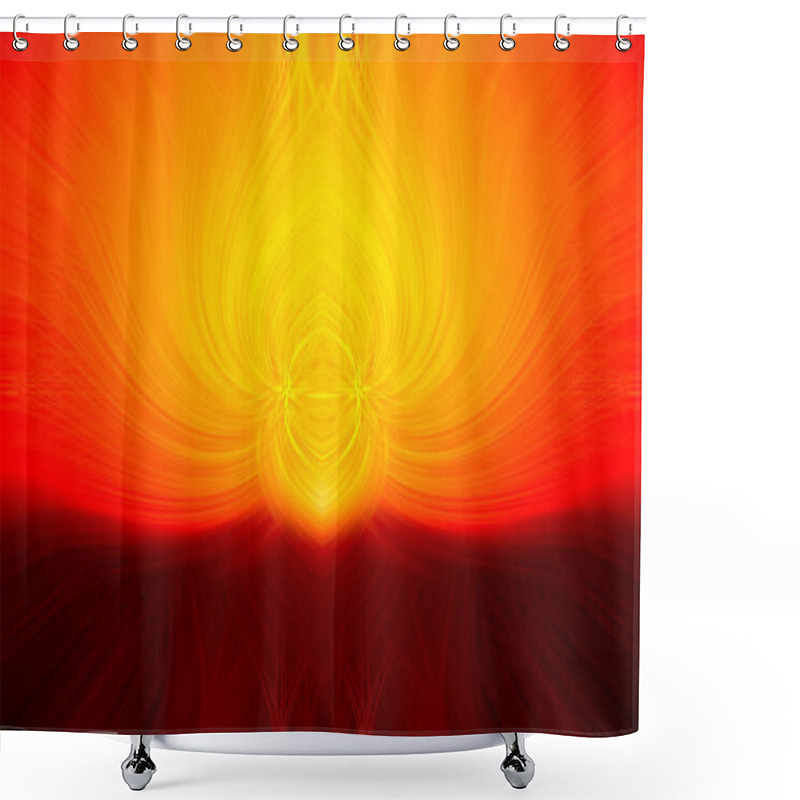 Personality  Beautiful Abstract Intertwined 3d Fibers Forming A Shape Of Flame And Sparkle Yellow, Bright And Dark Red, Orange Colors. Illustration. Shower Curtains