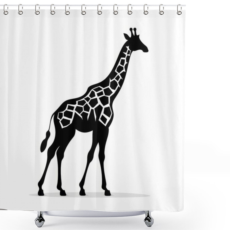 Personality  Stylized Silhouette Of A Giraffe With Unique Geometric Patterns On Its Body. Shower Curtains