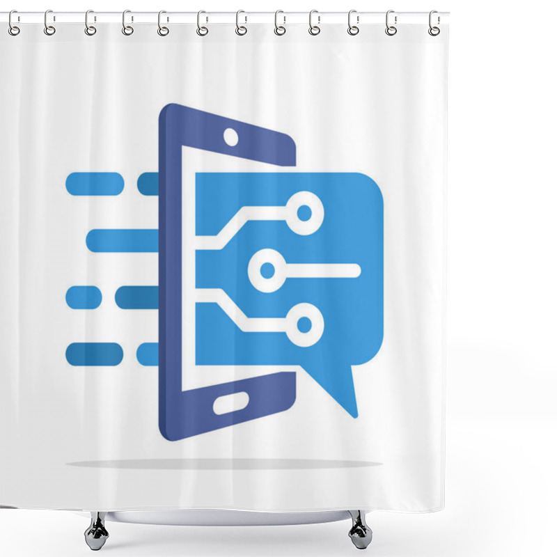 Personality  Vector Icon Illustration With The Concept Of Information Technology And Communication Based On Mobile Applications Shower Curtains