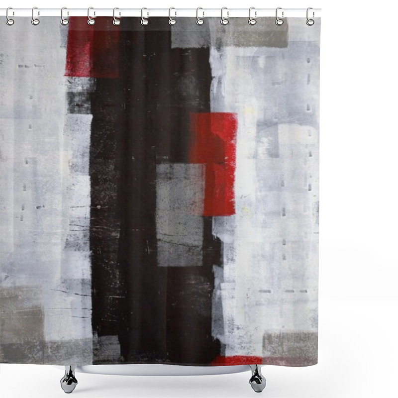 Personality  Grey And Red Abstract Art Painting Shower Curtains