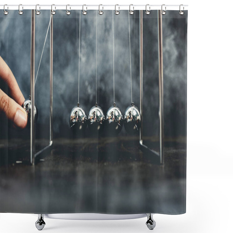 Personality  Newton Cradle Pendulums Kinetic Balls Shower Curtains